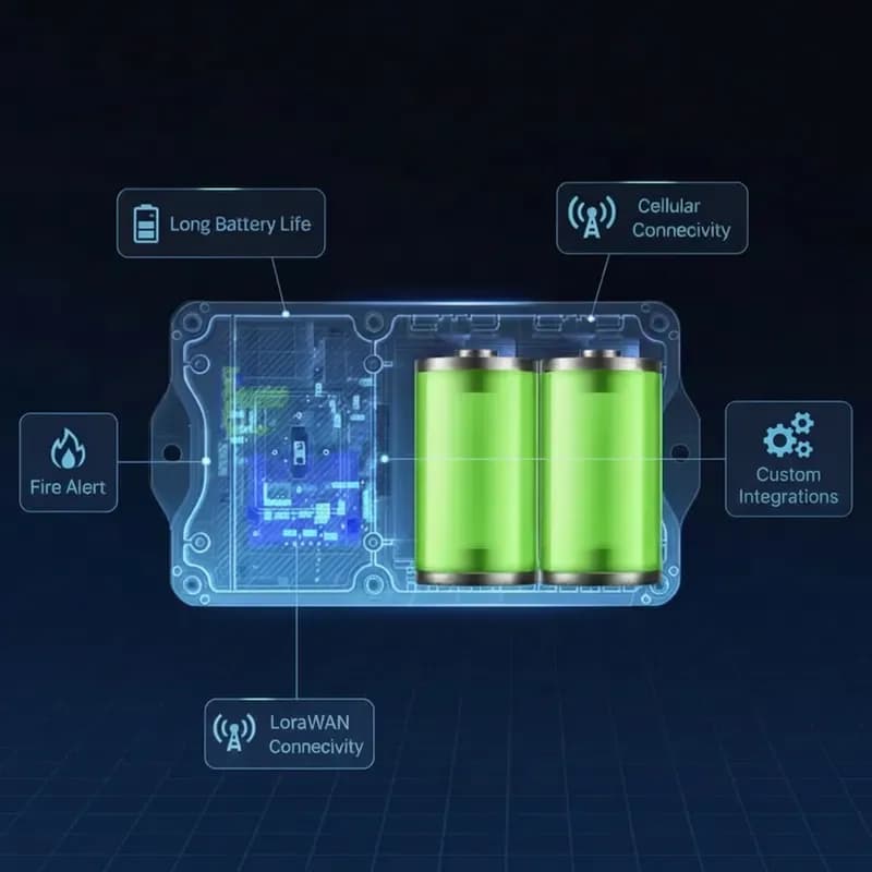 IsoSenses sensor internals showing 10-year battery life