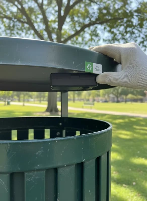 IsoSenses sensor being installed under a park bin lid